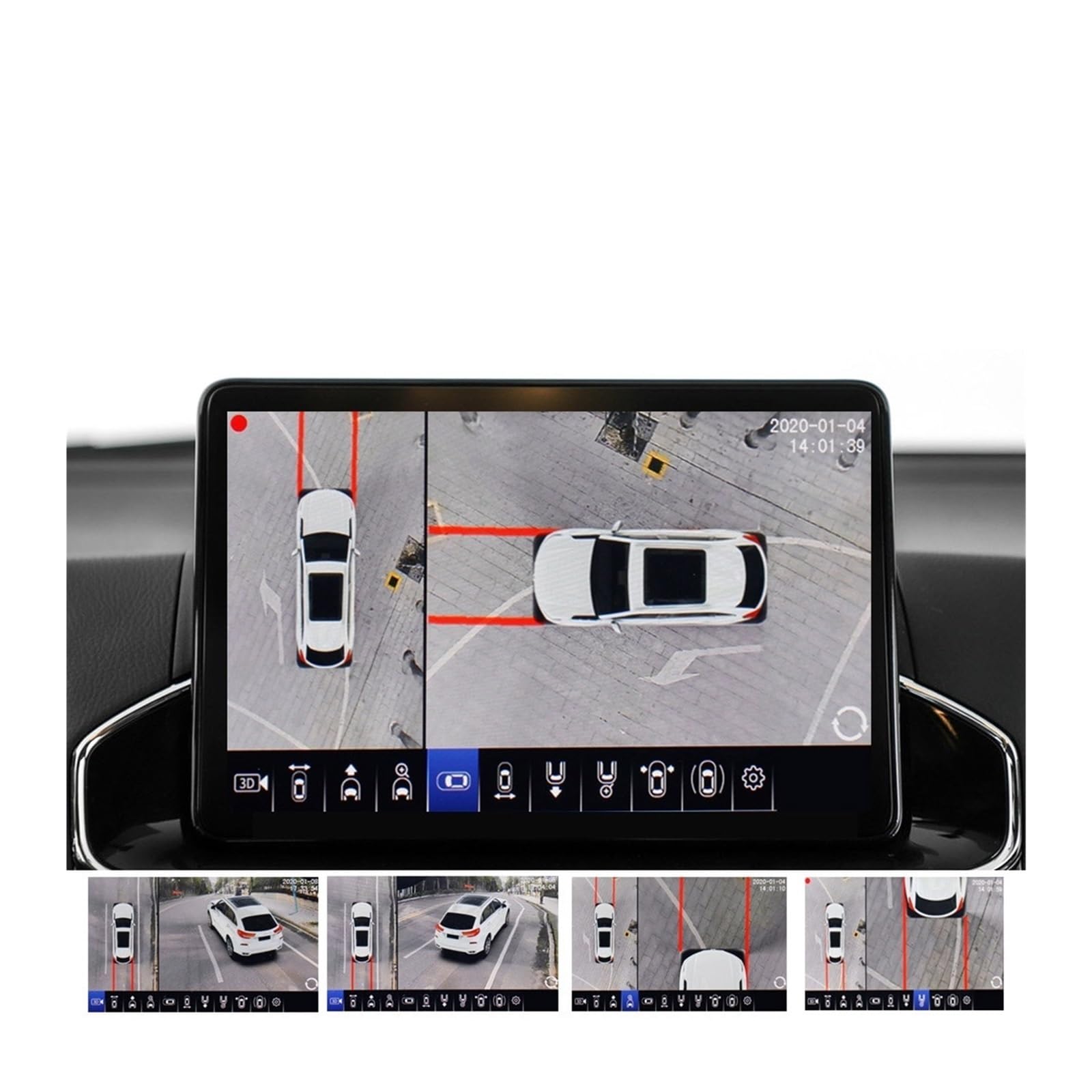 360 Degree Bird View Camera System 4K UHD Surround View Parking DVR Monitor
