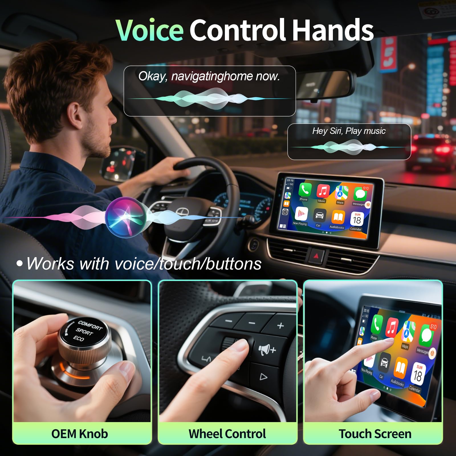 Wireless CarPlay Android Auto Adapter 2 in 1 Plug and Play Fast Auto Connect