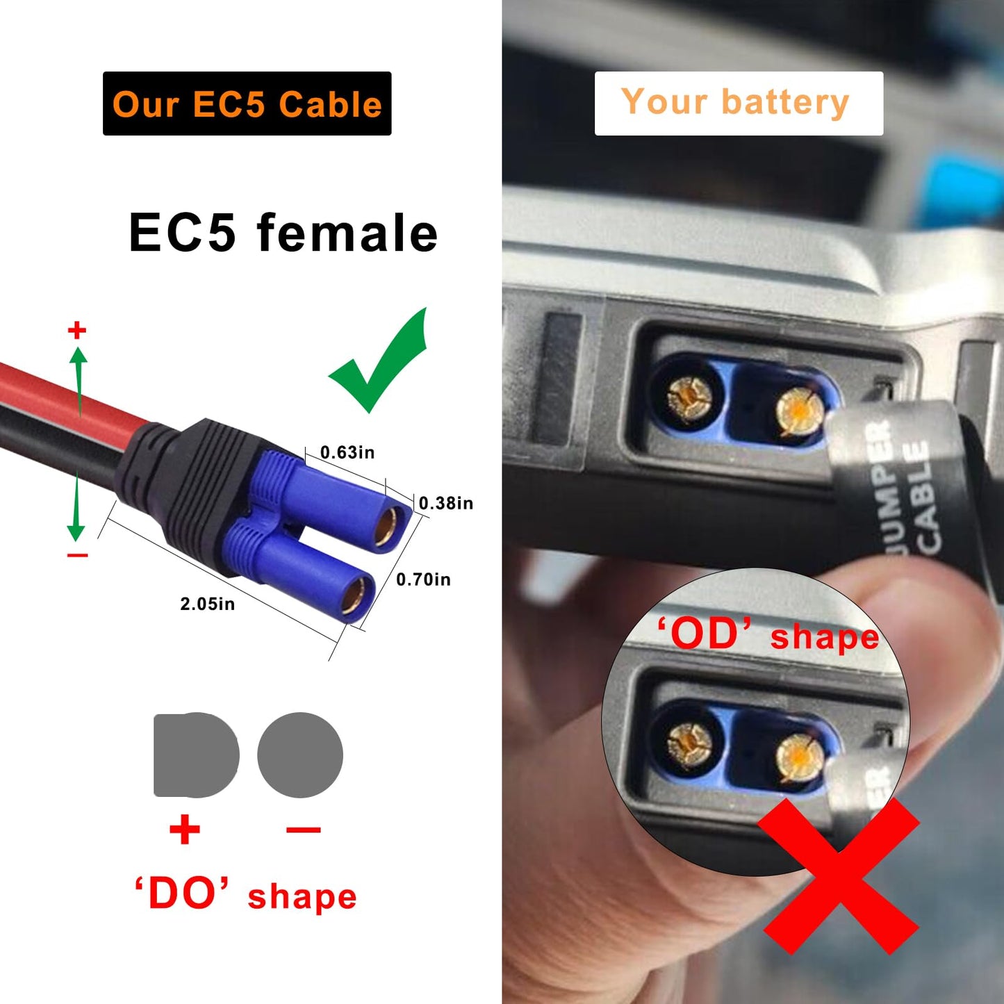 EC5 12V Jump Starter Cable with Alligator Clips 10AWG Emergency Battery Booster Cable