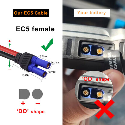 EC5 12V Jump Starter Cable with Alligator Clips 10AWG Emergency Battery Booster Cable