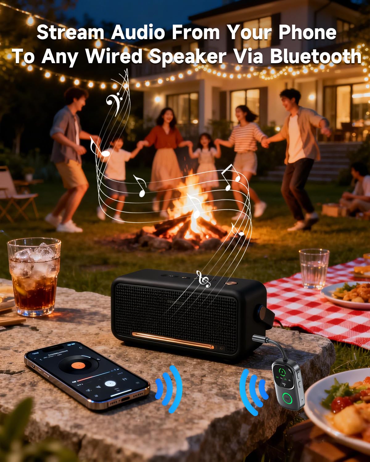 Bluetooth 3.5mm AUX Adapter 2 in 1 Transmitter Receiver LED Display Wireless Audio Adapter