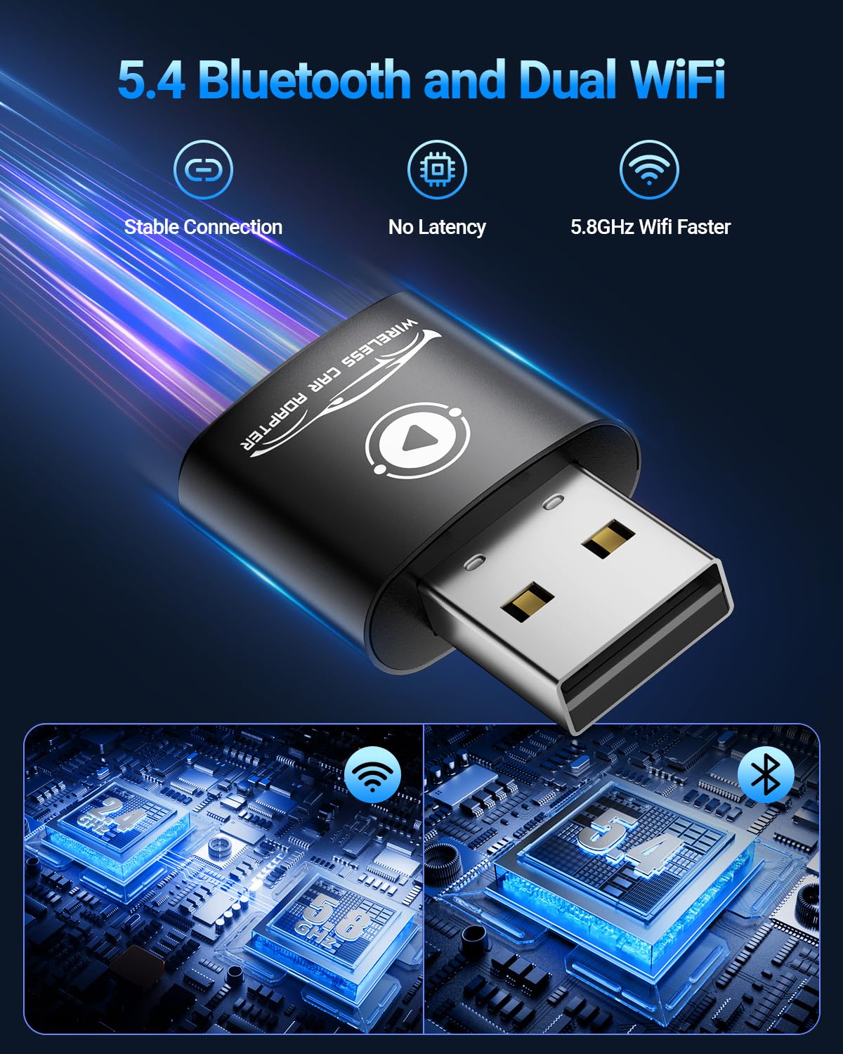 Wireless CarPlay Adapter Mini Design Wired to Wireless Plug and Play Auto Connect Fast Stable
