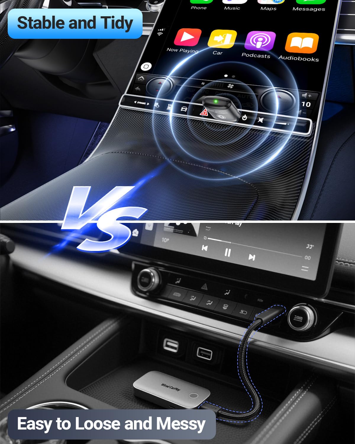 Wireless CarPlay Adapter Mini Design Wired to Wireless Plug and Play Auto Connect Fast Stable