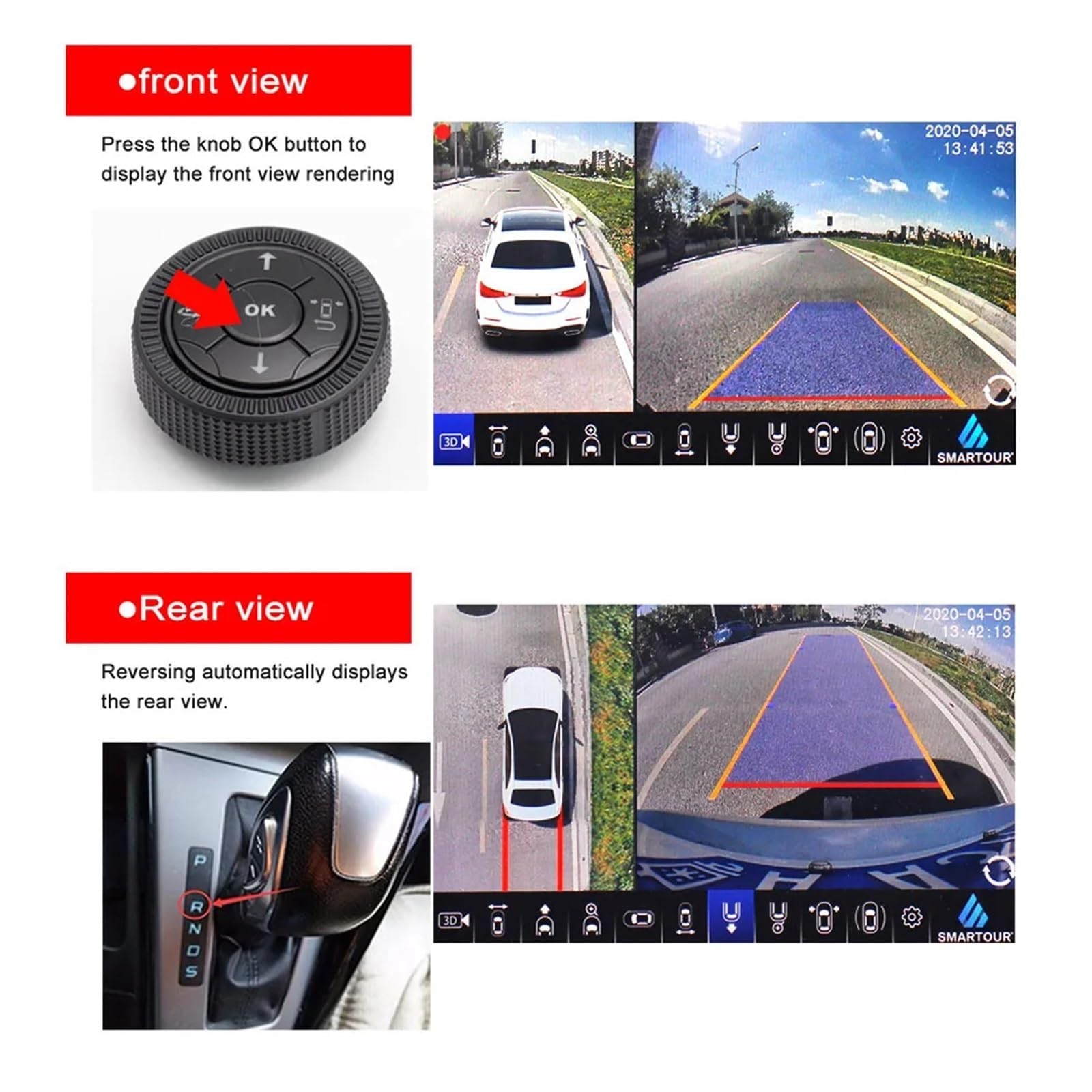 360 Degree Bird View Camera System 4K UHD Surround View Parking DVR Monitor