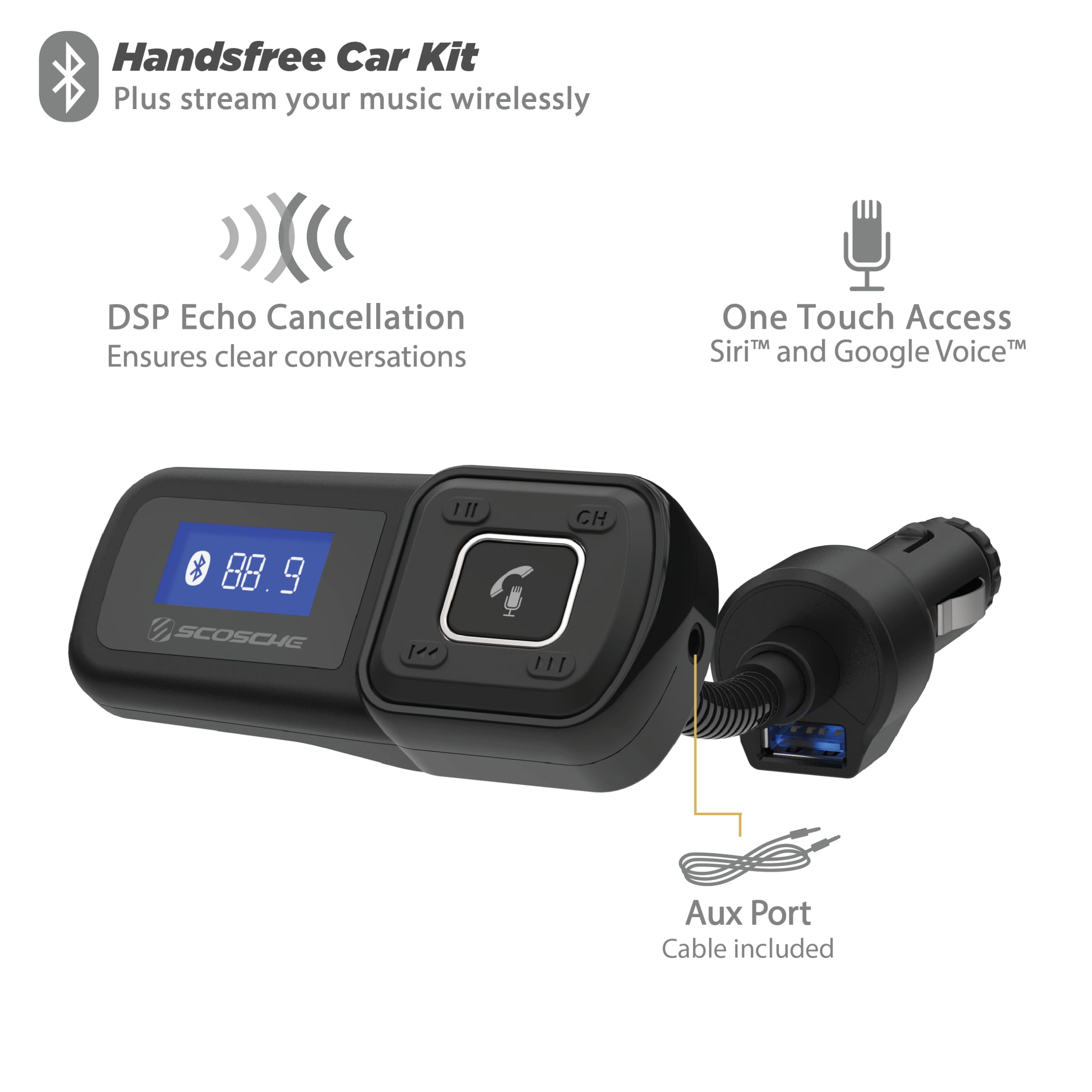 3 in 1 Bluetooth Audio Adapter Transmitter Receiver FM Mode Wireless AUX Adapter for Car Home Airplane
