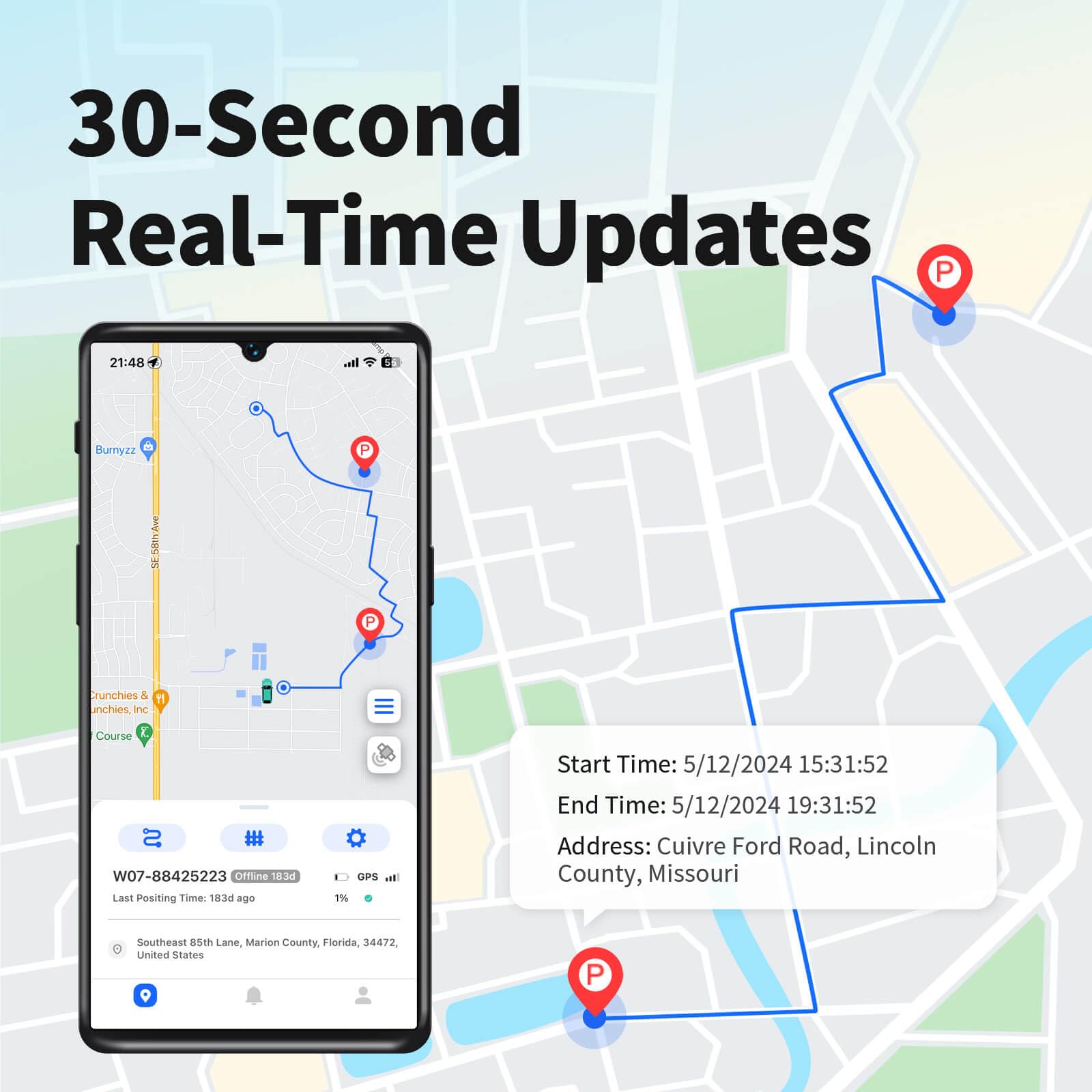 GPS Tracker for Vehicles No Subscription 4G SIM Long Battery GeoFence Driving Alerts