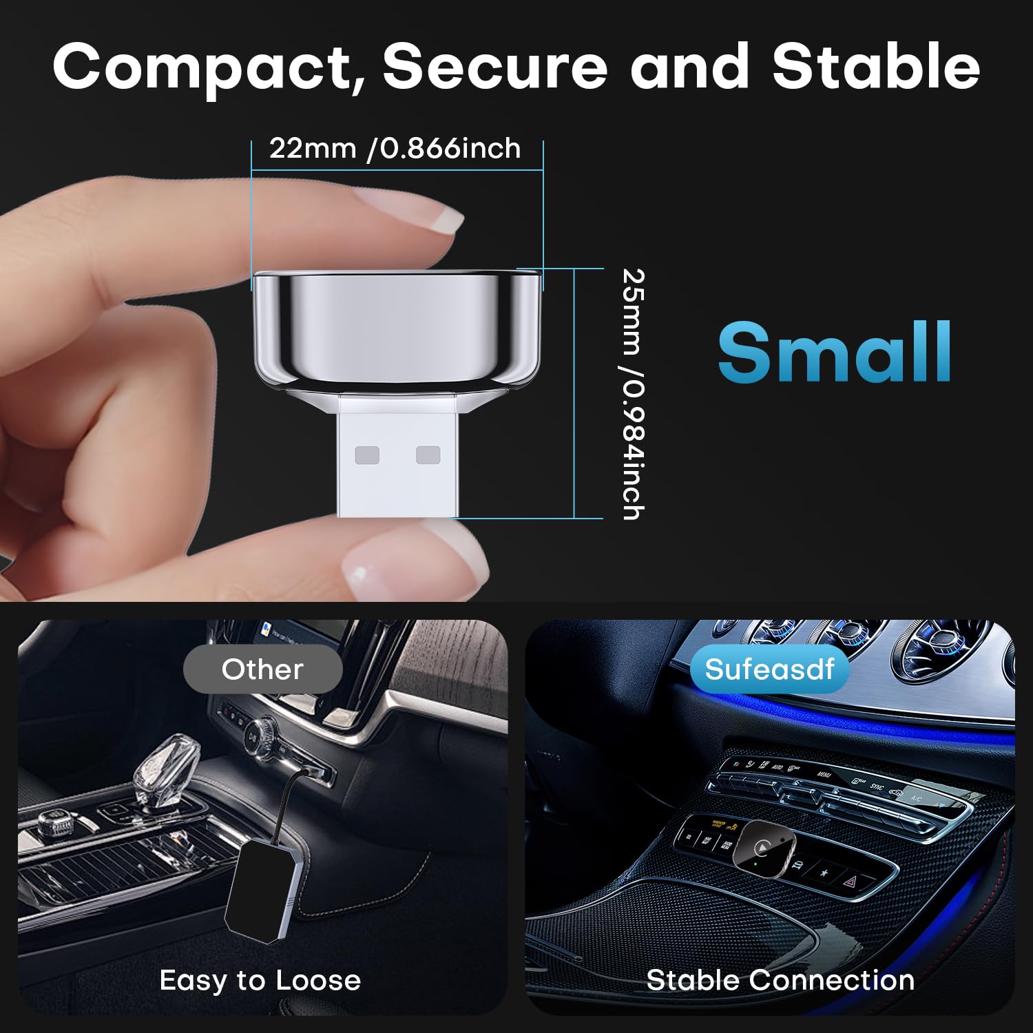 Wireless CarPlay Android Auto Adapter 2 in 1 Plug and Play Fast Auto Connect USB USB C
