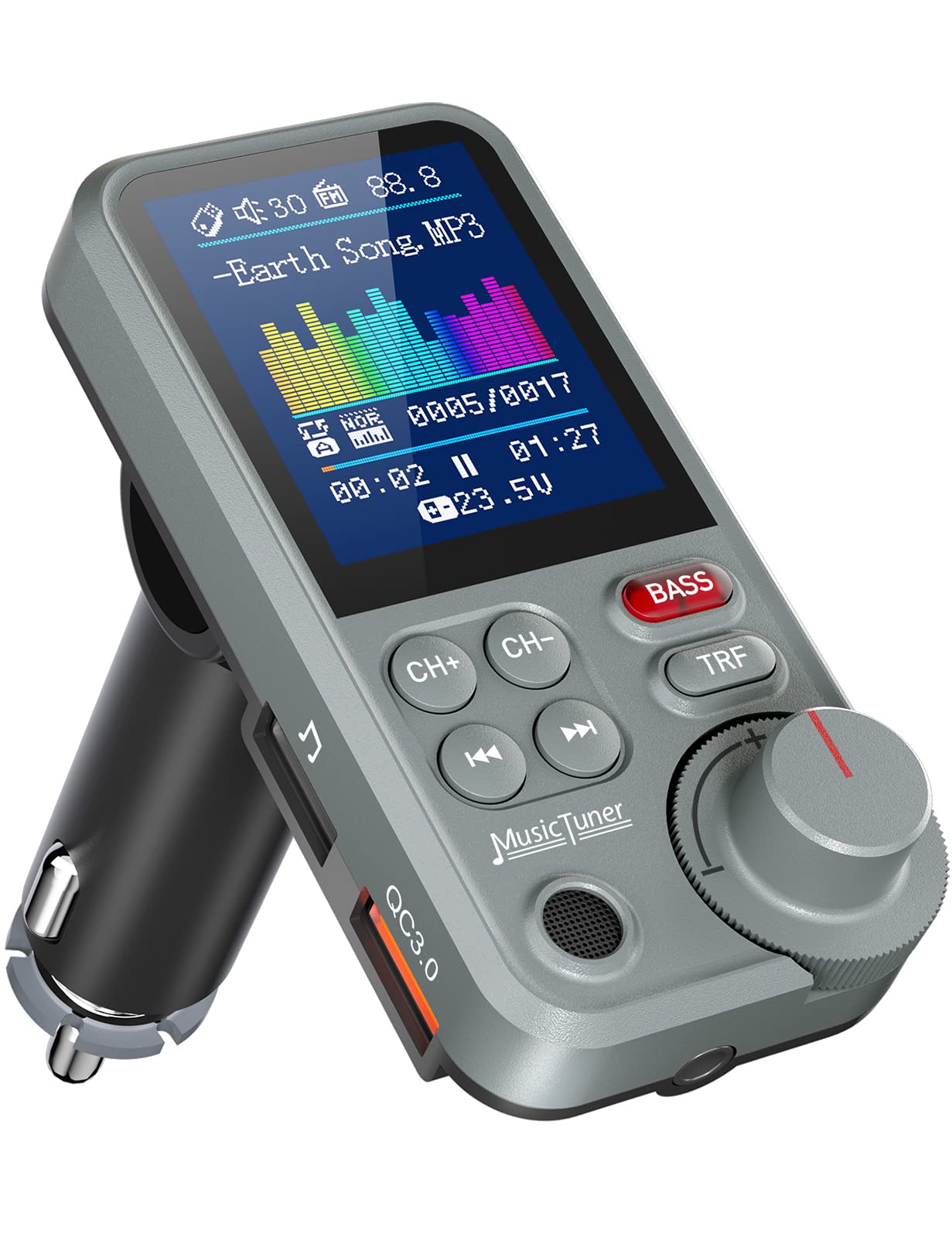 Bluetooth FM Transmitter Car Adapter Hands Free Calling Fast Charging AUX USB TF