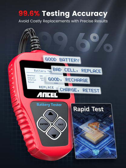 12V Car Battery Tester with 100–2000 CCA Load & Charging Cranking Diagnostic Analyzer