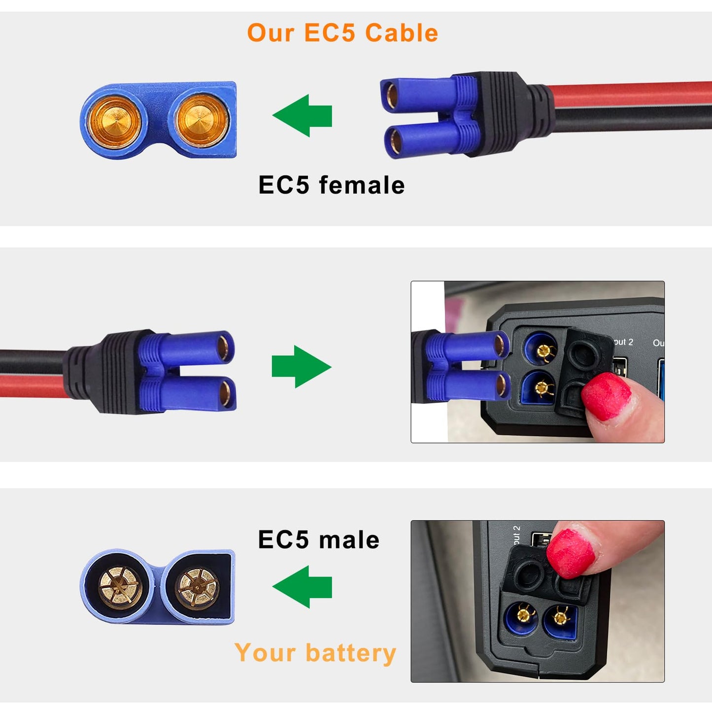 EC5 12V Jump Starter Cable with Alligator Clips 10AWG Emergency Battery Booster Cable