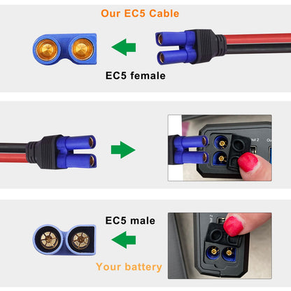 EC5 12V Jump Starter Cable with Alligator Clips 10AWG Emergency Battery Booster Cable