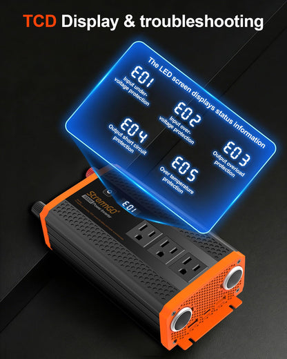1000W Car Power Inverter 12V DC to 110V/120V AC with 3 AC Outlets & USB/PD Fast Charging