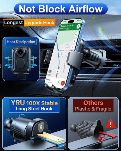 15W Wireless Car Charger Mount with Auto Clamping Magnetic Holder 360° Adjustable
