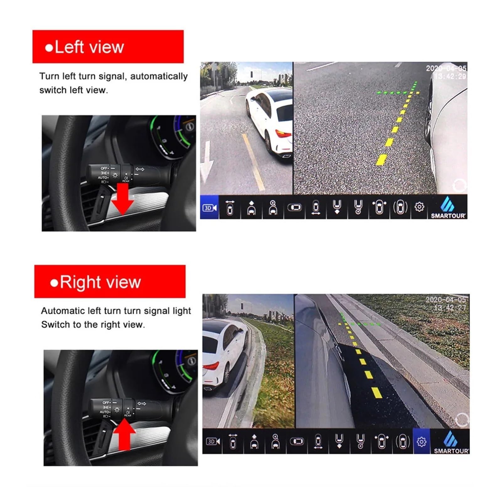 360 Degree Bird View Camera System 4K UHD Surround View Parking DVR Monitor