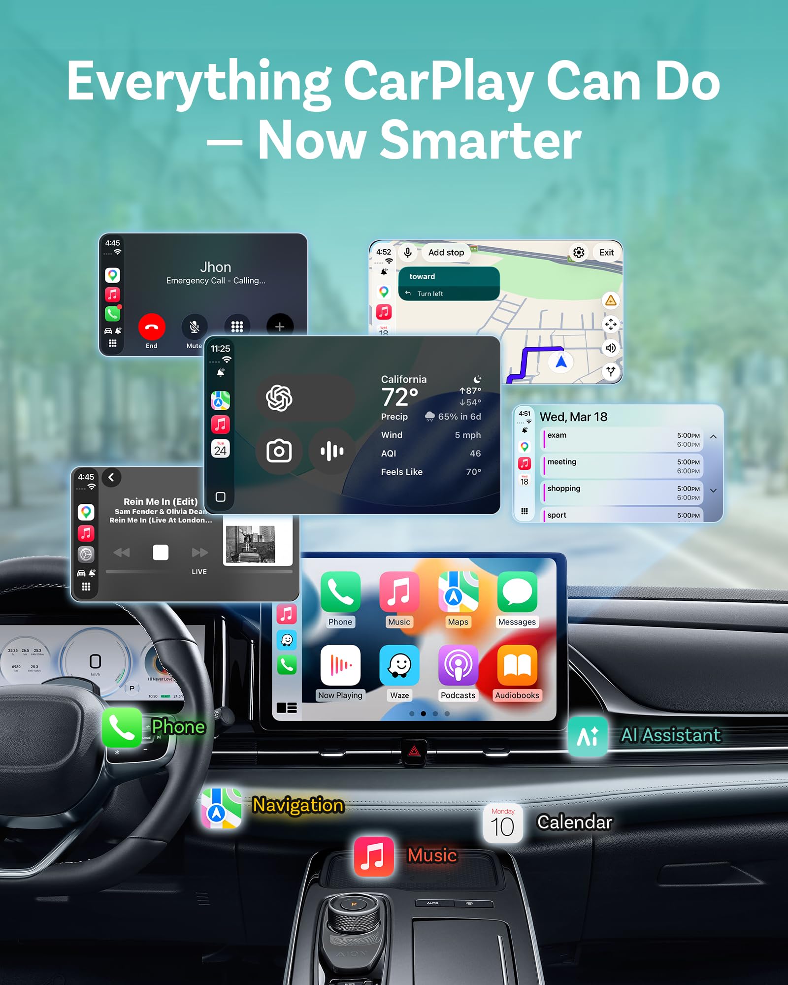Wireless CarPlay Android Auto Adapter Mini Plug and Play WiFi 6 Bluetooth Fast Auto Reconnect