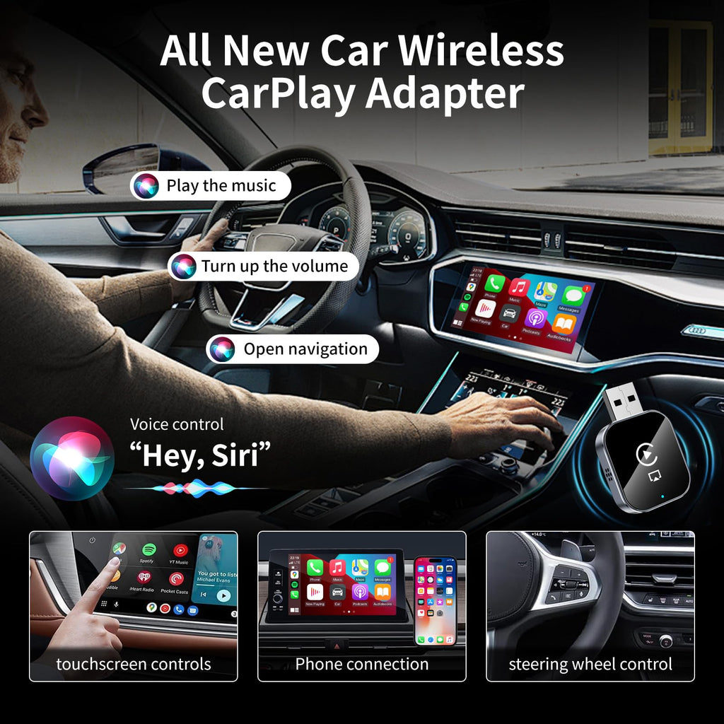 Wireless CarPlay Adapter iPhone AirPlay Mirror Link USB C Wired to Wireless Conversion