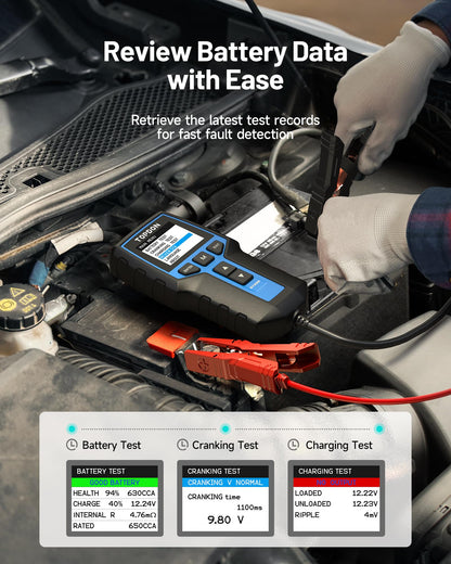12V/24V Car Battery & Alternator Tester with CCA Load Testing Digital Diagnostic Analyzer