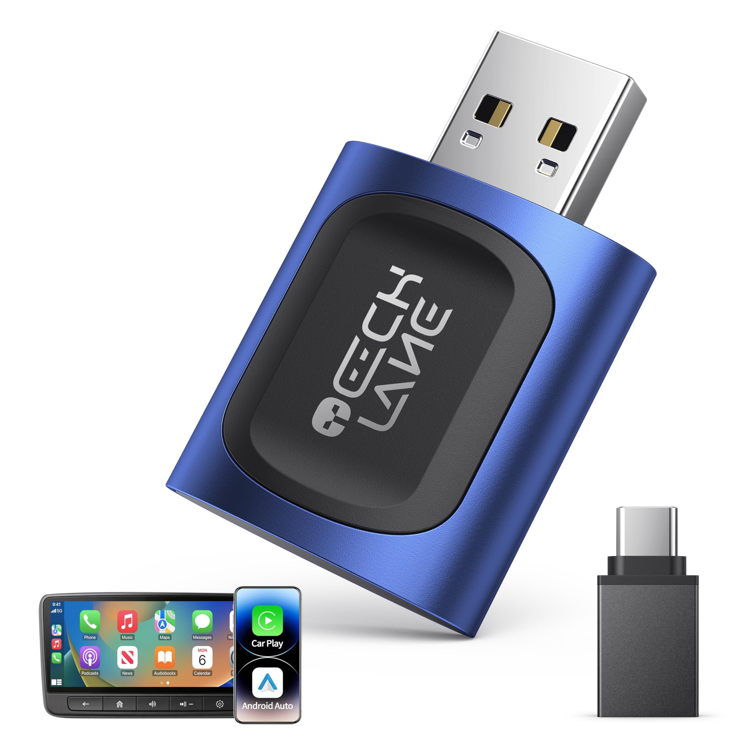 Wireless CarPlay Android Auto Adapter 2 in 1 Plug and Play Fast Auto Connect