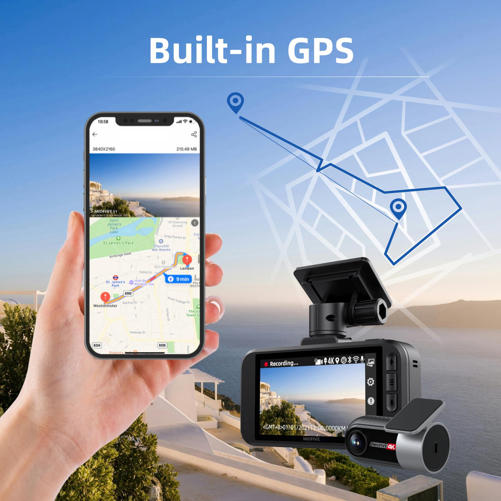 4K Dual Dash Cam Front Rear WiFi Bluetooth Parking Mode Night Vision