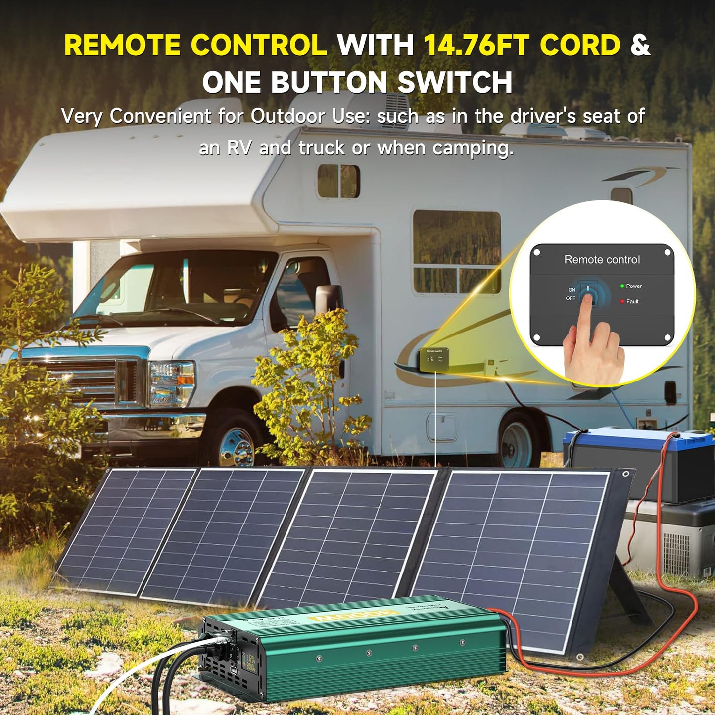 3000W 12V to 110V/120V Power Inverter with 6000W Peak, Modified Sine Wave, Dual AC Outlets & USB Port