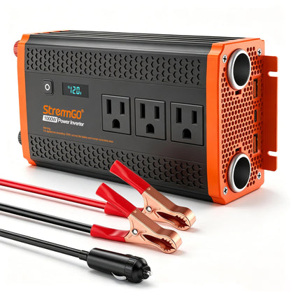 1000W Car Power Inverter 12V DC to 110V/120V AC with 3 AC Outlets & USB/PD Fast Charging