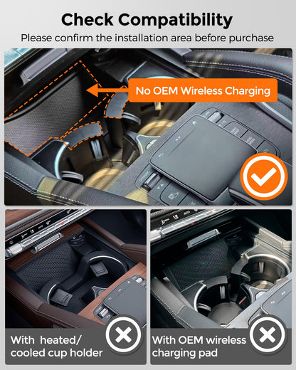15W Wireless Charging Pad for Mercedes-Benz GLE & GLS Center Console Fast Car Phone Charger
