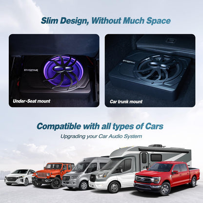 10-Inch 800W Slim Under-Seat Powered Subwoofer Kit