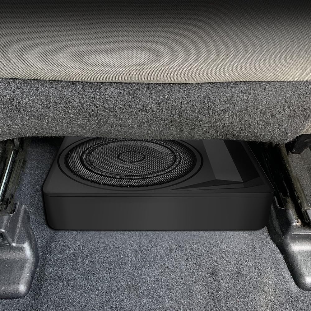 1200W 10-Inch Slim Under-Seat Powered Car Subwoofer with Built-in Amplifier & Remote Bass Control