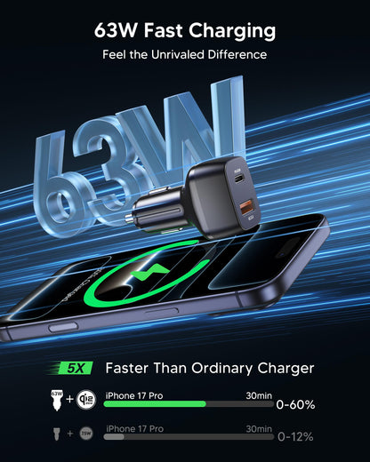 25W MagSafe Qi2 Wireless Car Charger Mount with Cooling Fan RGB Lights & Vacuum Suction Magnetic Phone Holder