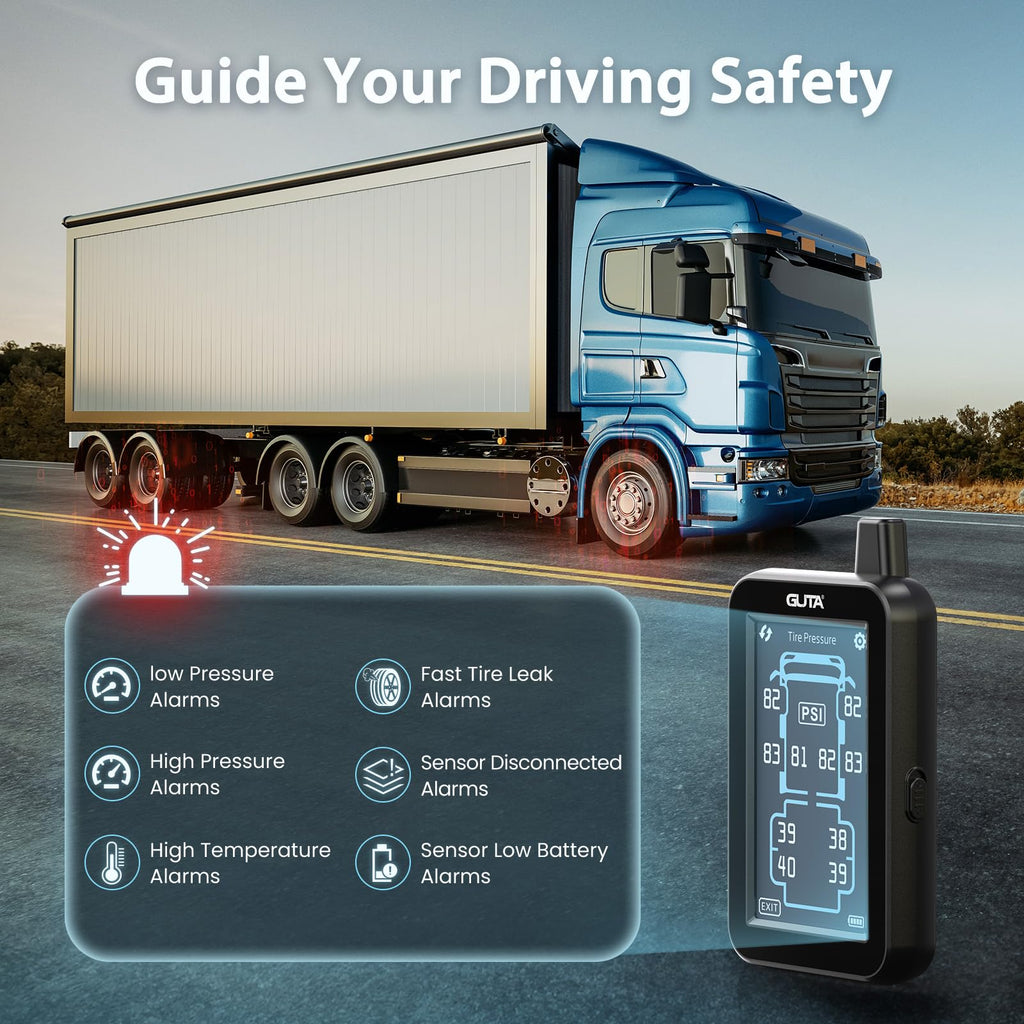 Trailer TPMS Tire Pressure Monitoring System Color Touchscreen Display