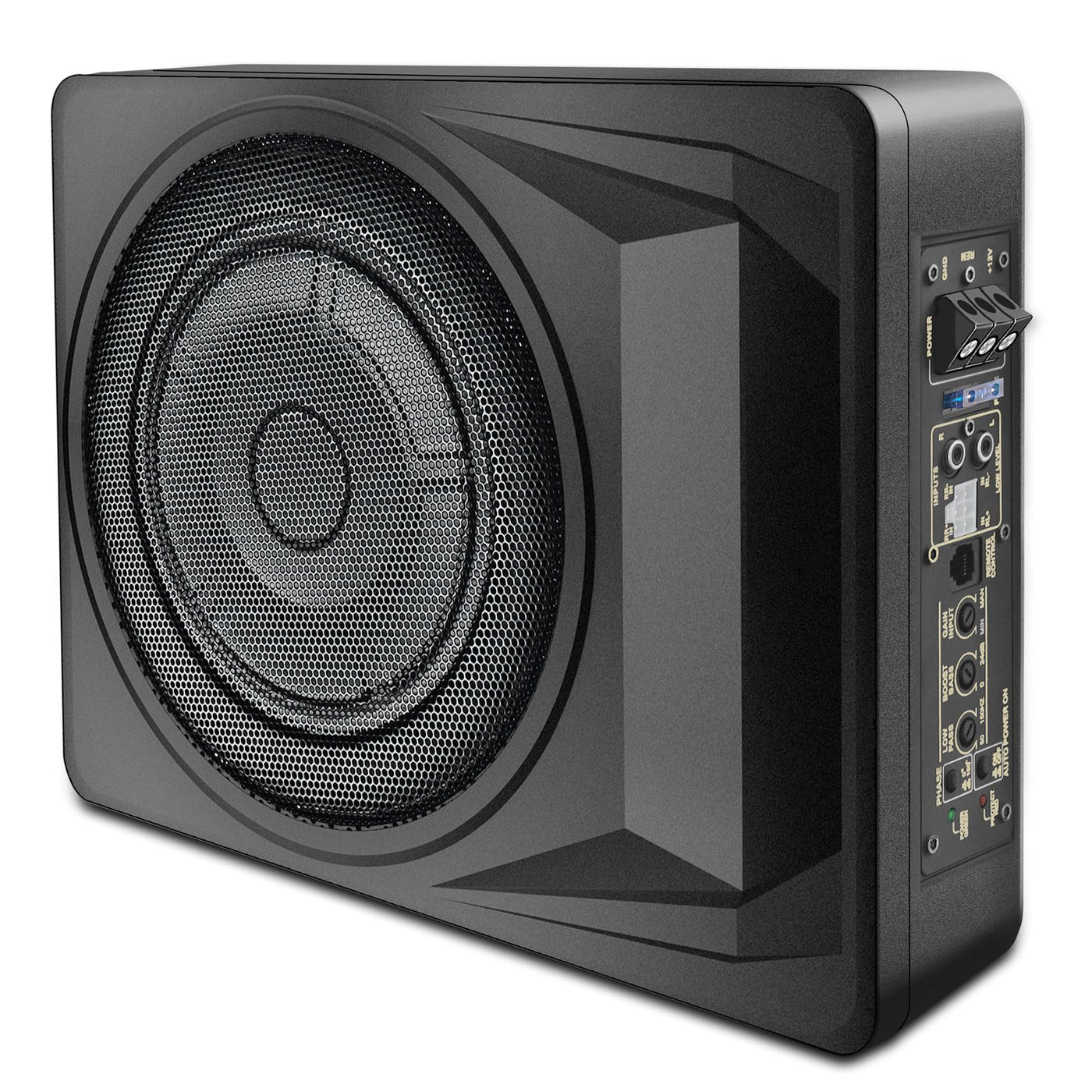 1200W 10-Inch Slim Under-Seat Powered Car Subwoofer with Built-in Amplifier & Remote Bass Control