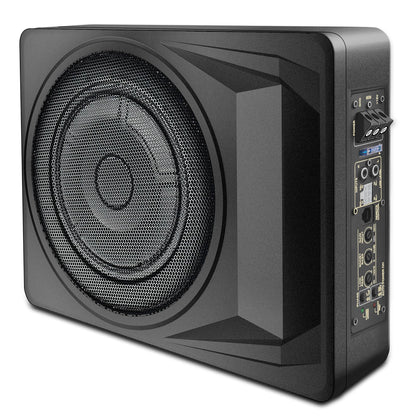 1200W 10-Inch Slim Under-Seat Powered Car Subwoofer with Built-in Amplifier & Remote Bass Control