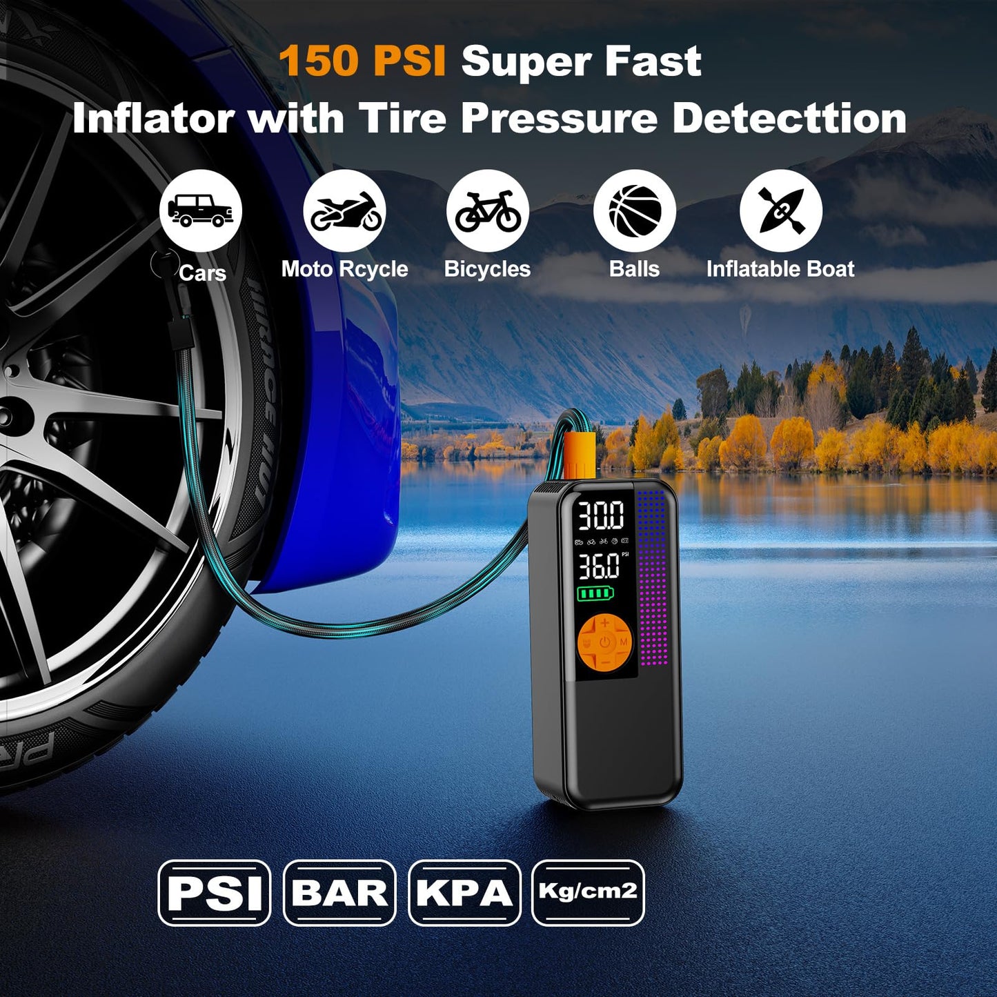 5500A Jump Starter with Air Compressor & 150PSI Tire Inflator for Gas & Diesel Engines