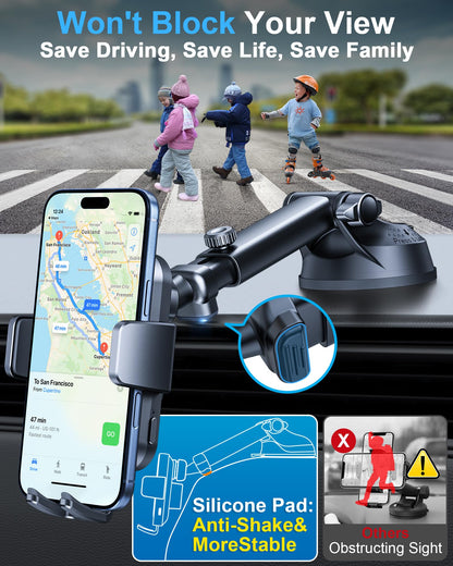 15W Wireless Car Charger Mount with Auto Clamping Magnetic Holder 360° Adjustable